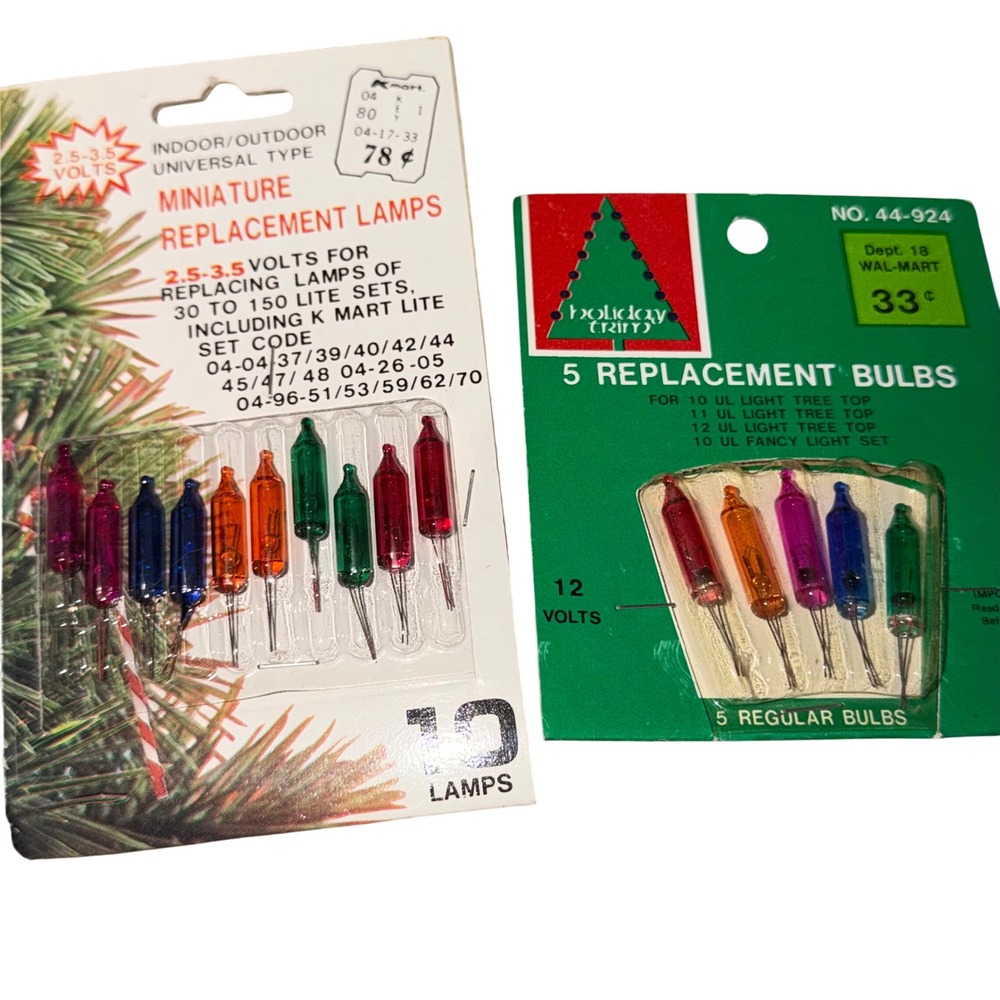 Vintage Kmart Wal-Mart Christmas Replacement Bulbs 2.5V 12V Miniature Lamps Lot